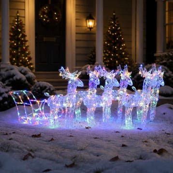 vidaXL Kerstversiering rendieren en slee 320 LEDs acryl, Diversen, Verzenden, Nieuw