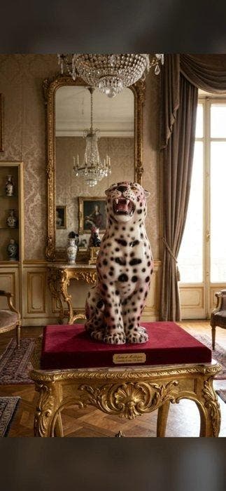 Beeld, Leopardo - 60 cm - Keramiek