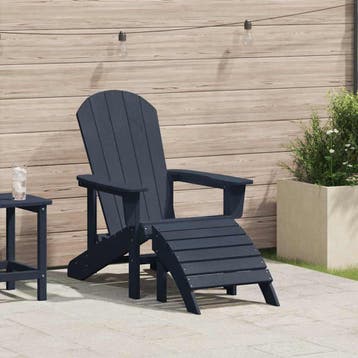vidaXL Adirondack-stoel Marineblauw HDPE, Tuin en Terras, Verzenden, Nieuw