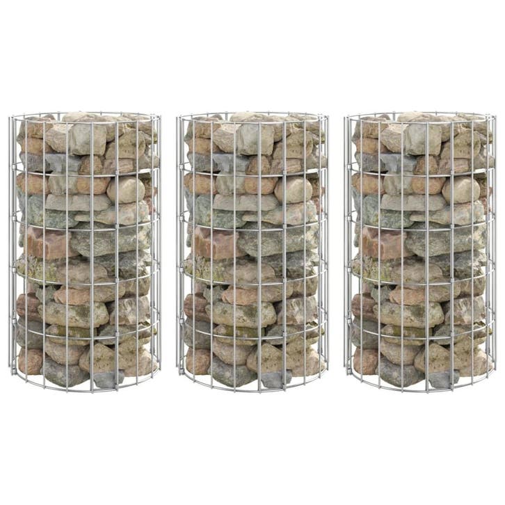 vidaXL Gabion plantenbakken 3 st rond verhoogd Ø30x50 cm, Jardin & Terrasse, Pots de fleurs, Envoi