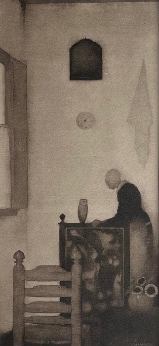 Jan Mankes (1889-1920) - Moeder in de kamer met Uiltje