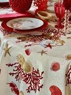 Tafelkleed met koraalatol op een lichte achtergrond voor