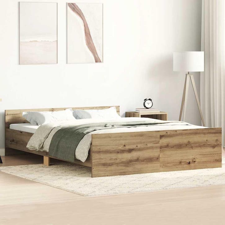 vidaXL Bedframe zonder matras spaanplaat artisanaal, Huis en Inrichting, Slaapkamer | Bedden, Nieuw, Verzenden