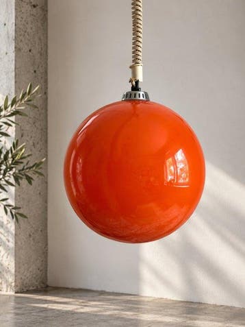Plafondlamp - Ruimtevaarttijdperk - Glas, Chroom - Hanglamp, Antiek en Kunst