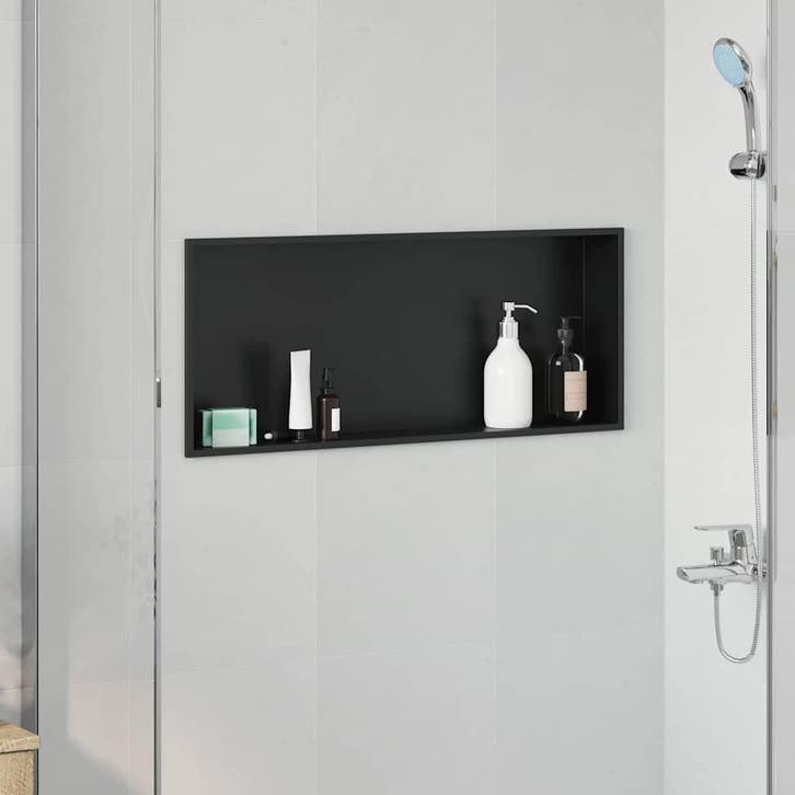 vidaXL Douche Niche Zwart 75 x 30 x 9,5 cm Roestvrij staal, Bricolage & Construction, Sanitaire, Envoi