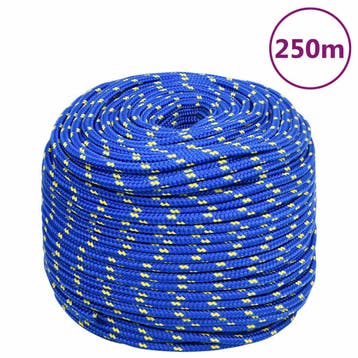 vidaXL Boottouw 8 mm 250 m polypropyleen blauw, Verzenden