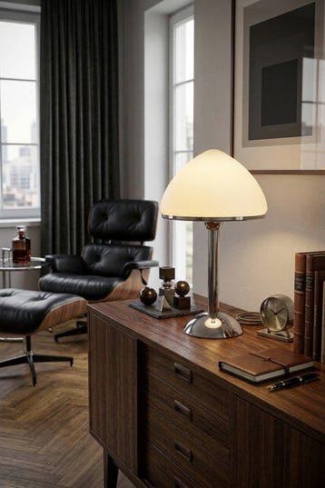 Tafellamp - Opaline glas - Vintage paddenstoelenlamp