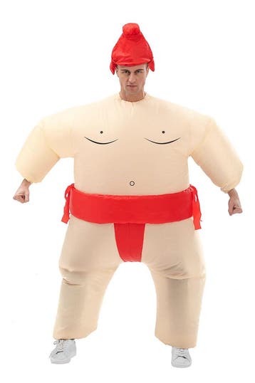 KIMU® Opblaas Kostuum Sumo Worstelaar Rood Opblaasbaar Pak S, Ophalen of Verzenden