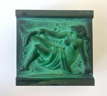 Curt Schlevogt - Sieradendoos - Malachiet glas - Glazen, Antiek en Kunst