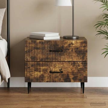 vidaXL Nachtkastje Gerookt eiken 62 x 34,5 x 47,5 cm Bewerkt, Verzenden, Nieuw