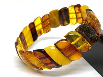 Art Deco-geïnspireerde Baltische amberarmband - veelkleurig