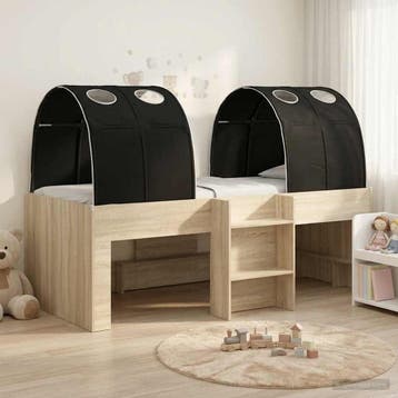 vidaXL Bed met Tunnel 3 st Sonoma Eiken en Zwart Bewerkt, Verzenden, Nieuw
