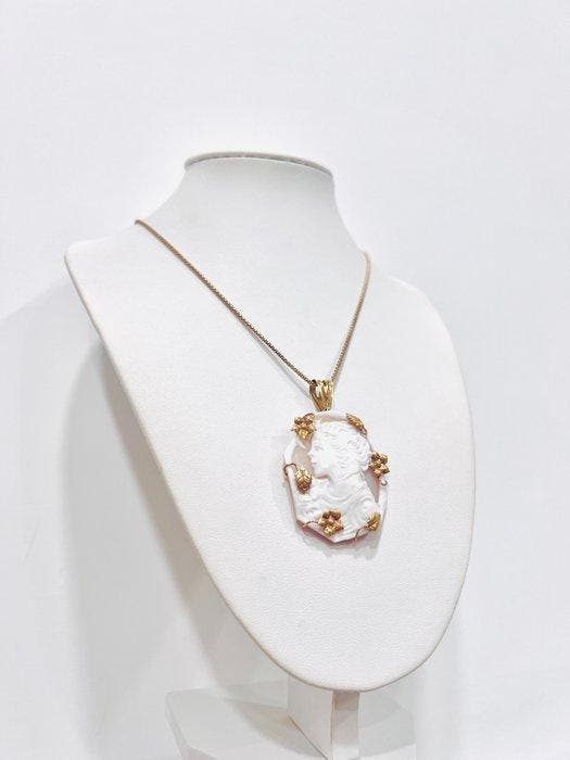 Zonder minimumprijs - Ketting met hanger Zilver - Cameo, Handtassen en Accessoires, Antieke sieraden