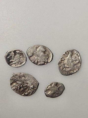 Rusland. - Lot of 5 Pieces Silver Kopeks - XVI Century