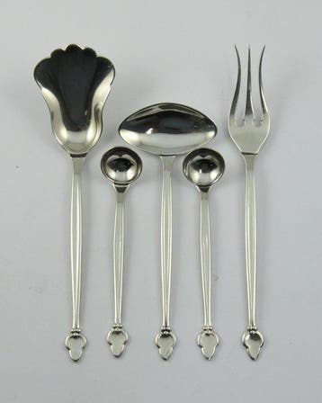 Set zilveren bestekdelen/schepwerk - HANDWERK -, Antiek en Kunst