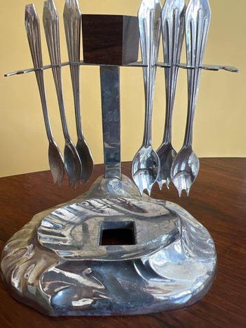 Marius Ernest Sabino - Oesterservies (8) - Glas, Metaal,, Antiek en Kunst