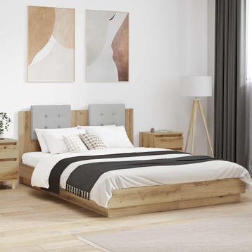 vidaXL Bedframe met Hoofdbord Artisan Eiken 120 x 200 cm, Verzenden, Nieuw