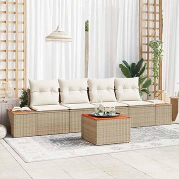 vidaXL Tuinbank Set 5 st Beige Poly rattan, Tuin en Terras, Verzenden, Nieuw