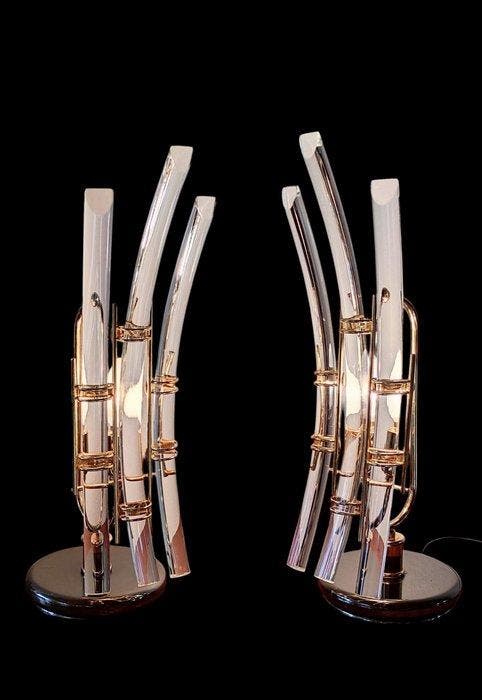 Lampe de table (2) - métal doré, cristal, Maison & Meubles, Maison & Meubles | Autre