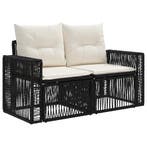 vidaXL Tuin Sofa 2-Aantal zitplaatsen Zwart poly rattan, Verzenden