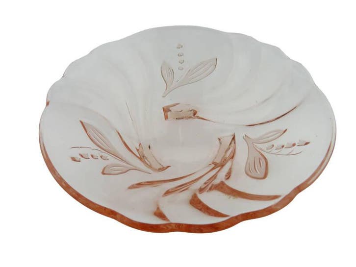 Schaaltje van persglas -  lelietjes van dalen motief, Antiek en Kunst, Antiek | Glaswerk en Kristal, Verzenden