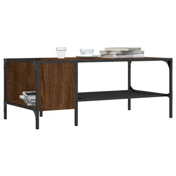 vidaXL Salontafel met rek 100x51x40 cm bewerkt hout bruin, Huis en Inrichting, Verzenden, Nieuw