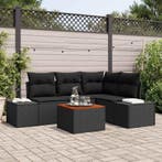 vidaXL Tuinbank Set met kussen 5 pcs Zwart poly rattan, Verzenden, Nieuw