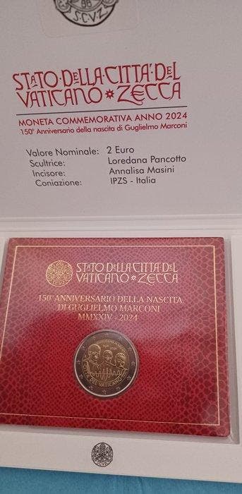 Vaticaan. 2 Euro 2024 Guglielmo Marconi (Zonder, Postzegels en Munten