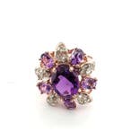 Zonder minimumprijs - Ring - 9 kt. Roségoud, Zilver Amethist, Nieuw