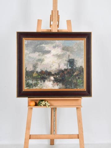 Theodorus van Oorschot (1910-1989) - Molen aan het water