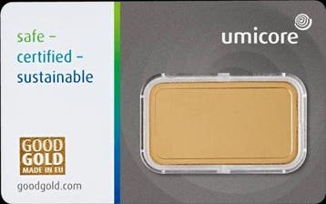 20 gram - Goud .999 - Umicore - Verzegeld en met certificaat, Postzegels en Munten