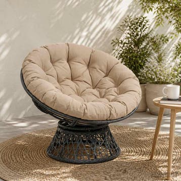 vidaXL Papasan Stoel Kussen VIANEN 100% Polyester Zand Ø 120, Verzenden