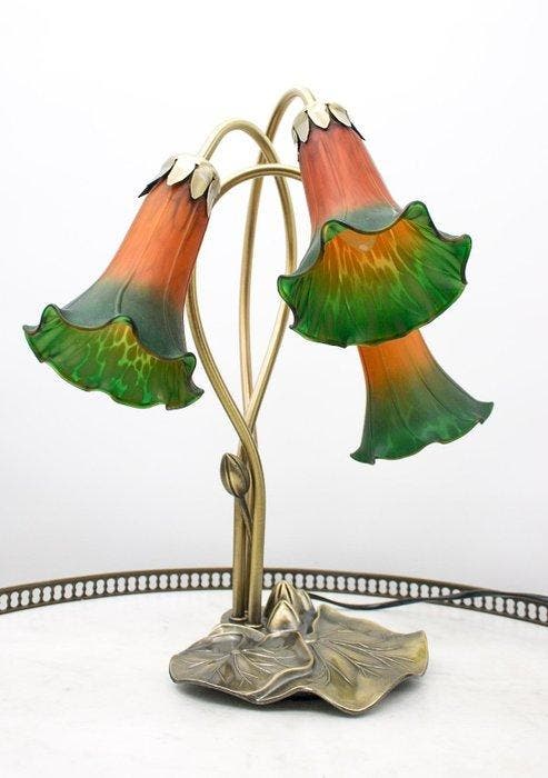 Lampe Art Nouveau LILY à 3 tulipes - Lampe de table - Pâte, Antiquités & Art, Curiosités & Brocante