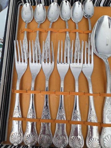 Couverts de service à salade (51) - Metal argenté -, Antiquités & Art