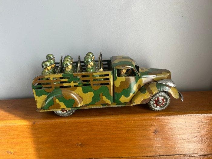 Ingap - Blikken speelgoed - Military Truck With Soldiers,, Antiek en Kunst, Antiek | Speelgoed