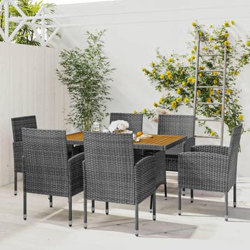 vidaXL 7-delige Tuinset poly rattan grijs, Verzenden, Nieuw, Tuinset
