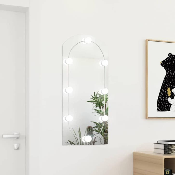 vidaXL Spiegel met LED-verlichting boog 90x45 cm glas, Maison & Meubles, Accessoires pour la Maison | Miroirs, Envoi
