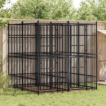 vidaXL Hondenkennel 3,69 m² staal, Verzenden