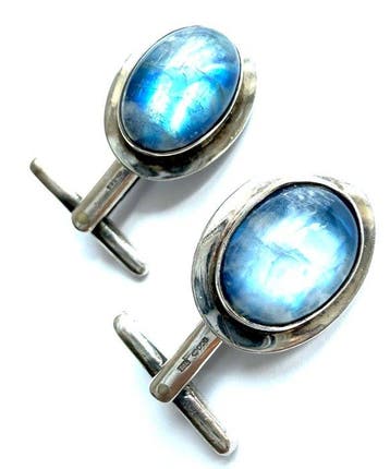 Zilver, Vintage 925 sterlingzilver Regenboog maansteen