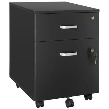 tectake Rolcontainer Vagur, 2 afsluitbare lades - zwart, Verzenden, Nieuw