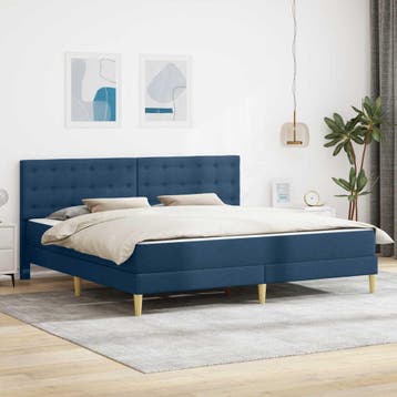 vidaXL Bedframe met matras met hoofdeinde Blauw 200 x 200 cm, Verzenden, Nieuw