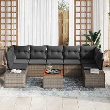 vidaXL Tuinbank Set 8 st Grijs poly rattan, Verzenden, Nieuw