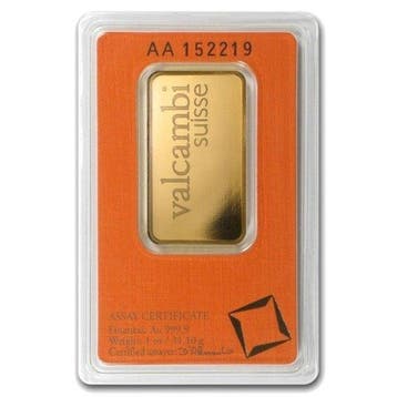 1 Troy Ounce - Goud .999 - 1 oz .9999 Fine Gold Bar Valcambi