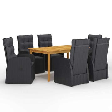 vidaXL 7-delige Tuinset zwart, Verzenden, Nieuw, Tuinset