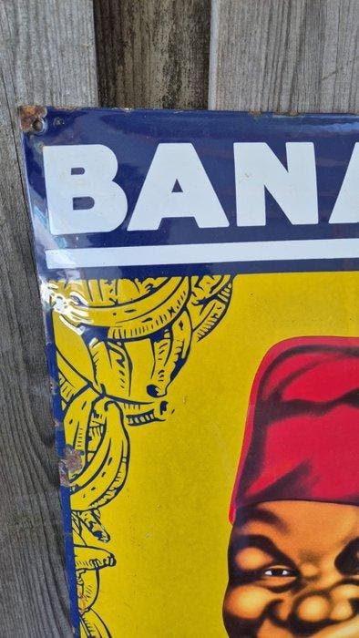 Banania - BANANIA reclamebord - Reclamebord - Emaille,, Antiek en Kunst, Antiek | Wandborden en Tegels