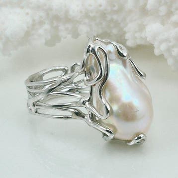 Argent, SANS RÉSERVE - Bague - PERLA BAROCCA ASIA