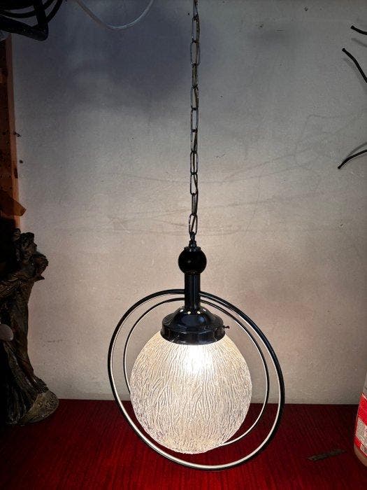 Plafondlamp - Glas, Metaal - Art Deco, Antiek en Kunst, Curiosa en Brocante