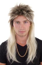 Rocker Pruik Blond Matje Mullet Metal Glamrock Eighties 80s, Ophalen of Verzenden