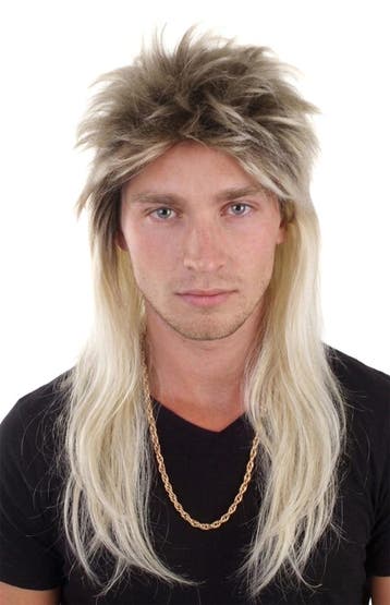KIMU® Rocker Pruik Blond Matje Mullet Metal Glamrock Eightie, Ophalen of Verzenden, Nieuw