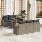 vidaXL Tuinbank Set met kussen 7 pcs Grijs, Verzenden, Nieuw